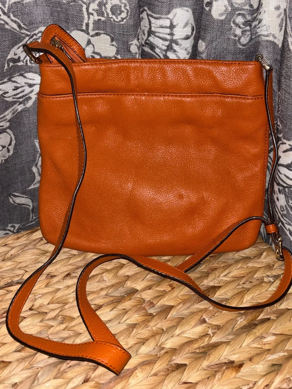 Michael Kors Orange Leather Crossbody with Dual Zip Front